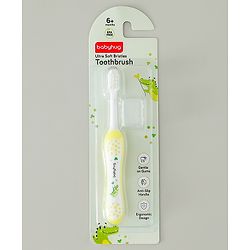 Babyhug Ultra Soft Bristles Kids Toothbrush Cute Crocodile & Rabbit Print Pack of 2 Green & Pink| Anti-slip Handle| Gentle on Gums| Ideal Head Size| Encourages Self Brushing