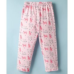 Babyhug 100% Cotton Knit Half Sleeves Co-ords Night Suit With Animal Print - Pink