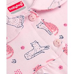 Babyhug 100% Cotton Knit Half Sleeves Co-ords Night Suit With Animal Print - Pink