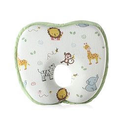 Babyhug Memory Foam Head Shaping Baby Pillow Transport Print - Green| Prevents Flat-Head Syndrome| Firm| Neck and Shoulder Support| Soft Breathable Fabric| Washable| Travel Friendly| 0+ Months