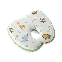 Babyhug Memory Foam Head Shaping Baby Pillow Transport Print - Green| Prevents Flat-Head Syndrome| Firm| Neck and Shoulder Support| Soft Breathable Fabric| Washable| Travel Friendly| 0+ Months