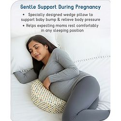 Babyhug Premium Memory Foam Pregnancy Wedge Pillow Polka Dots - Multicolor| 100% Cotton Cover| Soft & Breathable| Belly & Back Support| Compact & Travel Friendly| Healthy Posture