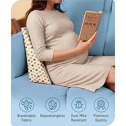 Babyhug Premium Memory Foam Pregnancy Wedge Pillow Polka Dots - Multicolor| 100% Cotton Cover| Soft & Breathable| Belly & Back Support| Compact & Travel Friendly| Healthy Posture