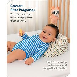 Babyhug Premium Memory Foam Pregnancy Wedge Pillow Polka Dots - Multicolor| 100% Cotton Cover| Soft & Breathable| Belly & Back Support| Compact & Travel Friendly| Healthy Posture