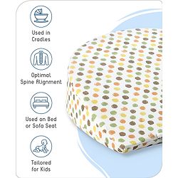 Babyhug Premium Memory Foam Pregnancy Wedge Pillow Polka Dots - Multicolor| 100% Cotton Cover| Soft & Breathable| Belly & Back Support| Compact & Travel Friendly| Healthy Posture