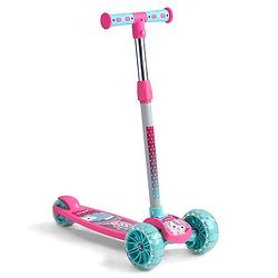 Babyhug 3 Wheel Foldable Kids Scooter With LED Light 4 Level Height Adjustment - Pink & Turquoise