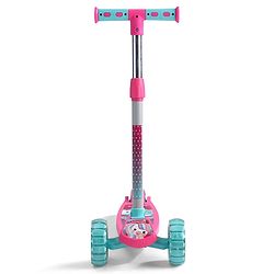 Babyhug 3 Wheel Foldable Kids Scooter With LED Light 4 Level Height Adjustment - Pink & Turquoise