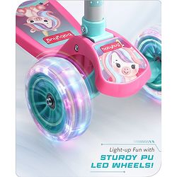 Babyhug 3 Wheel Foldable Kids Scooter with LED Light 4 Level Height Adjustment - Pink| Lean to Steer| Stable Design| Toy for 3 to 9 year Boys and Girls| Sport Gift| Promotes Physical Activity