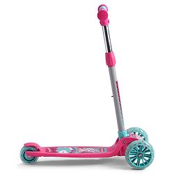 Babyhug 3 Wheel Foldable Kids Scooter With LED Light 4 Level Height Adjustment - Pink & Turquoise