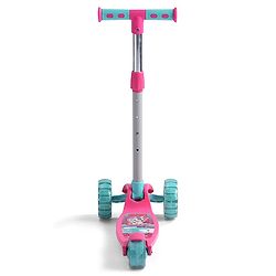 Babyhug 3 Wheel Foldable Kids Scooter With LED Light 4 Level Height Adjustment - Pink & Turquoise