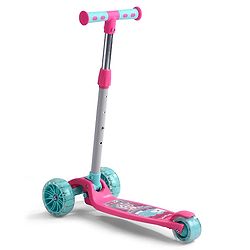 Babyhug 3 Wheel Foldable Kids Scooter With LED Light 4 Level Height Adjustment - Pink & Turquoise