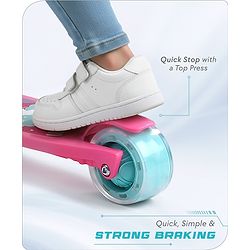 Babyhug 3 Wheel Foldable Kids Scooter with LED Light 4 Level Height Adjustment - Pink| Lean to Steer| Stable Design| Toy for 3 to 9 year Boys and Girls| Sport Gift| Promotes Physical Activity