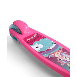 Babyhug 3 Wheel Foldable Kids Scooter With LED Light 4 Level Height Adjustment - Pink & Turquoise