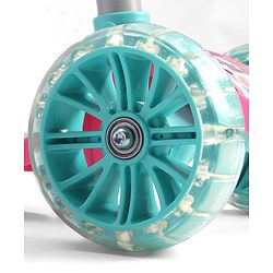 Babyhug 3 Wheel Foldable Kids Scooter With LED Light 4 Level Height Adjustment - Pink & Turquoise