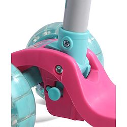 Babyhug 3 Wheel Foldable Kids Scooter With LED Light 4 Level Height Adjustment - Pink & Turquoise