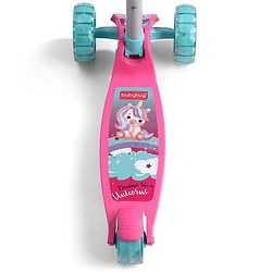 Babyhug 3 Wheel Foldable Kids Scooter With LED Light 4 Level Height Adjustment - Pink & Turquoise