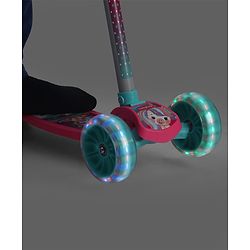 Babyhug 3 Wheel Foldable Kids Scooter With LED Light 4 Level Height Adjustment - Pink & Turquoise