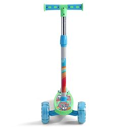 Babyhug 3 Wheel Foldable Kids Scooter with LED Light 4 Level Height Adjustment - Blue| Lean to Steer| Stable Design| Toy for 3 to 14 year Boys and Girls| Activity Gift| Promotes Physical Activity
