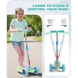Babyhug 3 Wheel Foldable Kids Scooter with LED Light 4 Level Height Adjustment - Pink| Lean to Steer| Stable Design| Toy for 3 to 9 year Boys and Girls| Sport Gift| Promotes Physical Activity