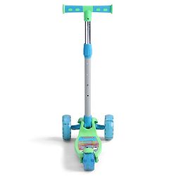 Babyhug 3 Wheel Foldable Kids Scooter with LED Light 4 Level Height Adjustment - Blue| Lean to Steer| Stable Design| Toy for 3 to 14 year Boys and Girls| Activity Gift| Promotes Physical Activity