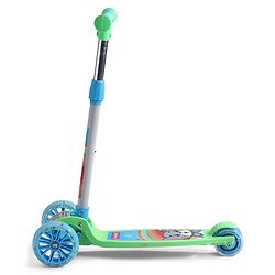 Babyhug 3 Wheel Foldable Kids Scooter with LED Light 4 Level Height Adjustment - Blue| Lean to Steer| Stable Design| Toy for 3 to 14 year Boys and Girls| Activity Gift| Promotes Physical Activity