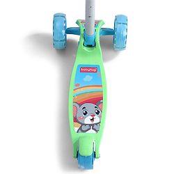 Babyhug 3 Wheel Foldable Kids Scooter with LED Light 4 Level Height Adjustment - Blue| Lean to Steer| Stable Design| Toy for 3 to 14 year Boys and Girls| Activity Gift| Promotes Physical Activity