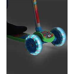 Babyhug 3 Wheel Foldable Kids Scooter with LED Light 4 Level Height Adjustment - Blue| Lean to Steer| Stable Design| Toy for 3 to 14 year Boys and Girls| Activity Gift| Promotes Physical Activity