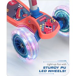 Babyhug 3 Wheel Foldable Kids Scooter with LED Light 4 Level Height Adjustment - Pink| Lean to Steer| Stable Design| Toy for 3 to 9 year Boys and Girls| Sport Gift| Promotes Physical Activity