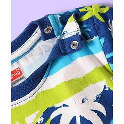 Babyhug Cotton Knit Half Sleeves Short Co-Ord Night Suit with Beach Theme Print - Green & Blue
