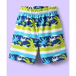 Babyhug Cotton Knit Half Sleeves Short Co-Ord Night Suit with Beach Theme Print - Green & Blue