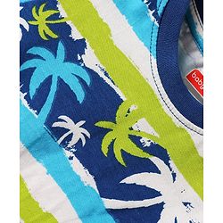 Babyhug Cotton Knit Half Sleeves Short Co-Ord Night Suit with Beach Theme Print - Green & Blue