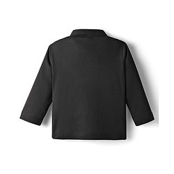 Babyhug Knit Full Sleeves Partywear Solid T-shirt & Pant Set with Attached Waistcoat & Bow Applique - Grey & Black