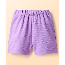 Babyhug Knit Sleeveless Solid Color Jacket and Inner T-Shirt with Shorts - Lilac
