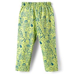 Babyhug Cotton Knit Half Sleeves Co-ord Night Suit with Animal Print - Green