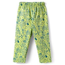 Babyhug Cotton Knit Half Sleeves Co-ord Night Suit with Animal Print - Green