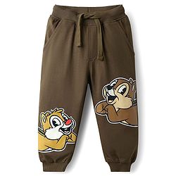 Babyhug Disney Terry Knit Full Sleeves Over Size Drop Shoulder T-Shirt & Lounge Pant With Chip & Dale Graphics - Brown