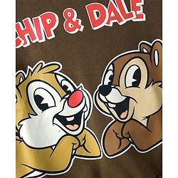 Babyhug Disney Terry Knit Full Sleeves Over Size Drop Shoulder T-Shirt & Lounge Pant With Chip & Dale Graphics - Brown