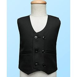 Babyhug Knit Full Sleeves Solid 3 Piece Party Suit With Bow - Black & White