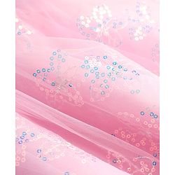 Babyhug Woven Frill Sleeves Mesh Party Dress with Sequinned Yoke & Corsage - Pink