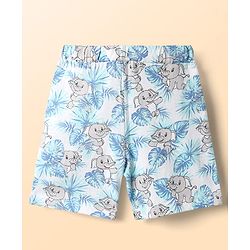 Babyhug Single Jersey Knit Half Sleeves Co-ords Shirt & Shorts Set With Elephant Print - White