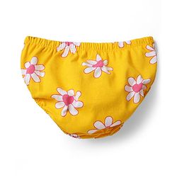 Babyhug Single Jersey Knit Sleeveless Floral Printed Frock With Bow Applique & Bloomer - Yellow
