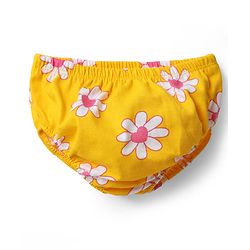 Babyhug Single Jersey Knit Sleeveless Floral Printed Frock With Bow Applique & Bloomer - Yellow