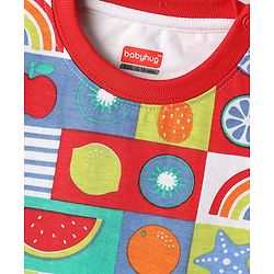 Babyhug Single Jersey Knit Half Sleeves Co-ords T-Shirt & Short Set With Tropical Theme Print - Multicolour