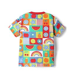 Babyhug Single Jersey Knit Half Sleeves Co-ords T-Shirt & Short Set With Tropical Theme Print - Multicolour