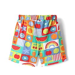 Babyhug Single Jersey Knit Half Sleeves Co-ords T-Shirt & Short Set With Tropical Theme Print - Multicolour