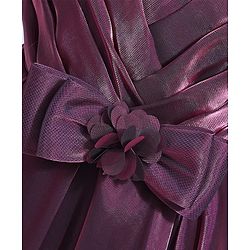 Babyhug Woven Puffed Sleeves Solid Colour Party Dress with Bow - Wine