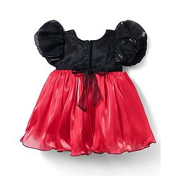 Babyhug Woven Half Sleeves Party Dress With Sequinned Yoke & Bow Applique - Black