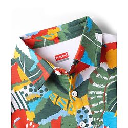 Babyhug Single Jersey Knit Half Sleeves Co-ords Shirt & Shorts Set with Tropical Theme Print - Multicolor