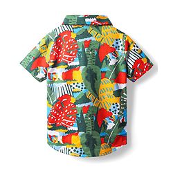 Babyhug Single Jersey Knit Half Sleeves Co-ords Shirt & Shorts Set with Tropical Theme Print - Multicolor