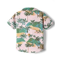 Babyhug Single Jersey Knit Half Sleeves Co-ords Shirt & Shorts Set With Tropical Theme Print - Multicolour